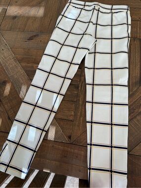 Janie and Jack White Plaid Leggings with Navy and Yellow Windowpane